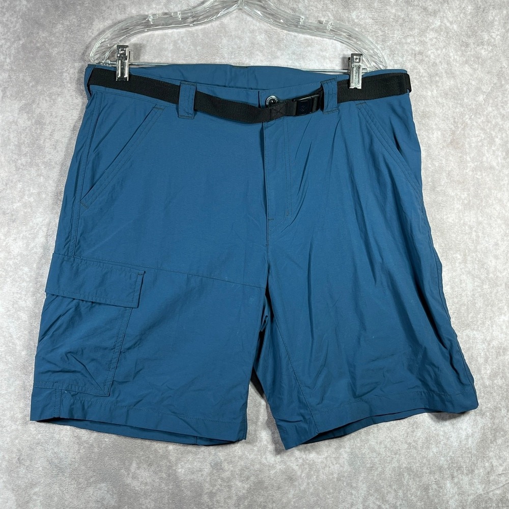 Columbia Battle Ridge Shorts‎ Mens Size 36X9 Blue Cargo Pockets Belted Outdoor
